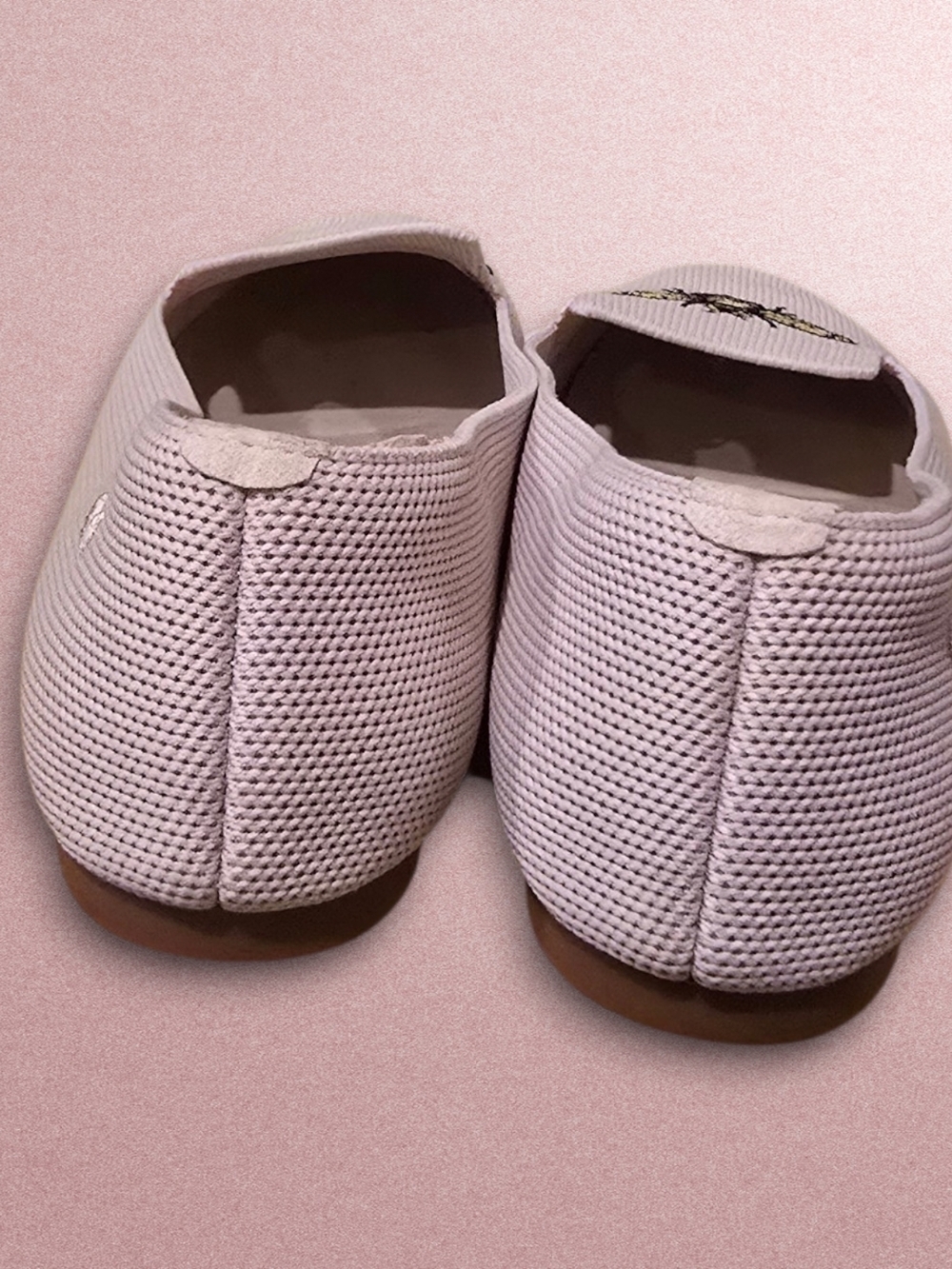 Vivaia Embroidered Bee 'Happy' Slip-On Flats - Light Pink - Picture 3 of 4
